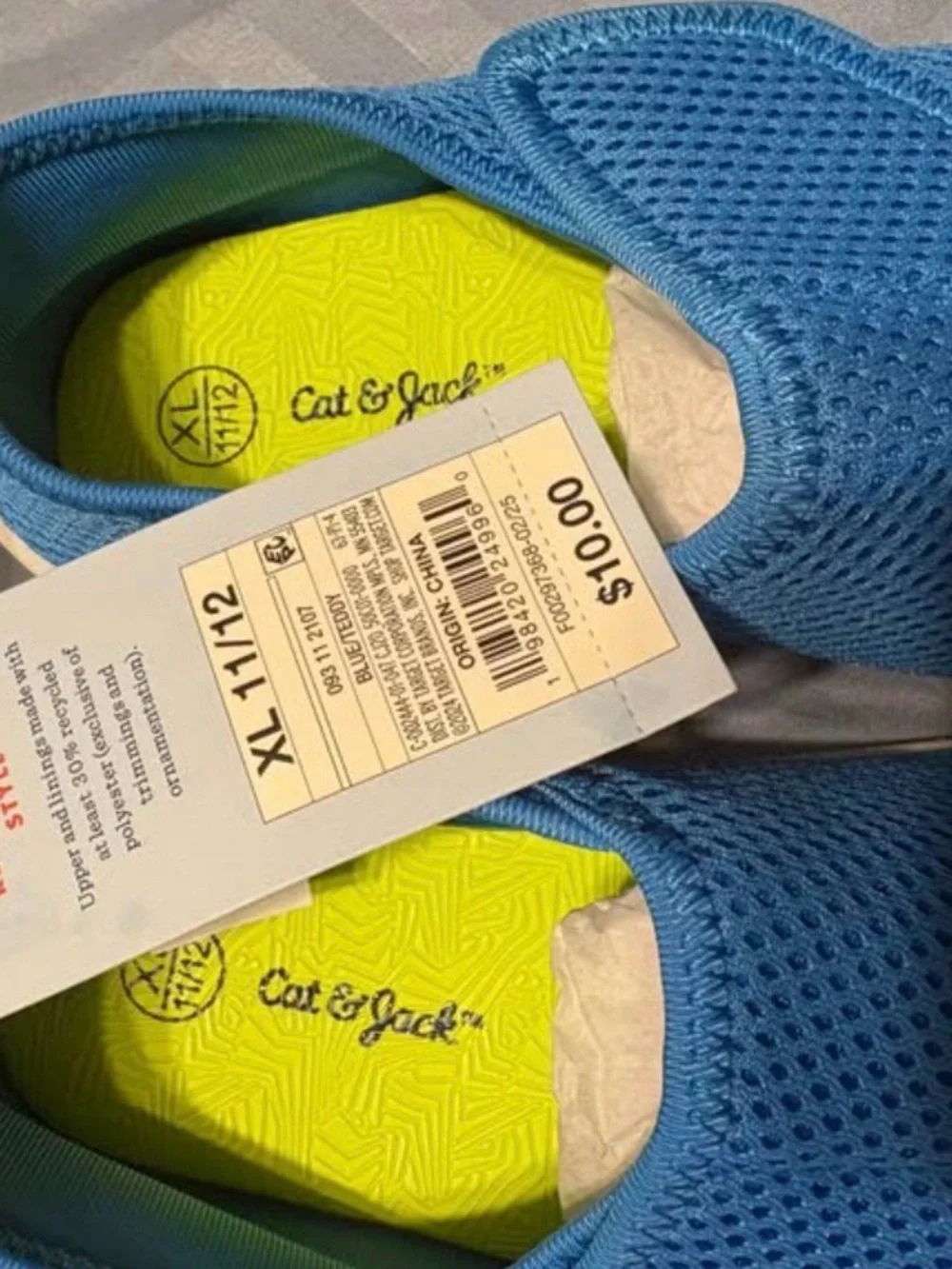 Cat & Jack Blue Slip-On Mesh Shoes with Lime Insole